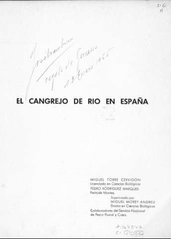 El cangrejo de río en España 1964