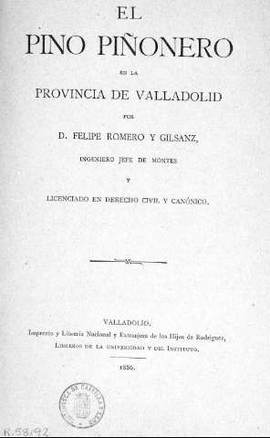 El pino piñonero en la Provincia de Valladolid 1886 Romero Gilsanz Felipe