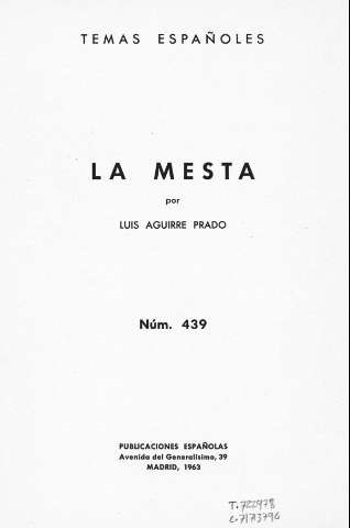 La Mesta 1963 Aguirre Prado Luis